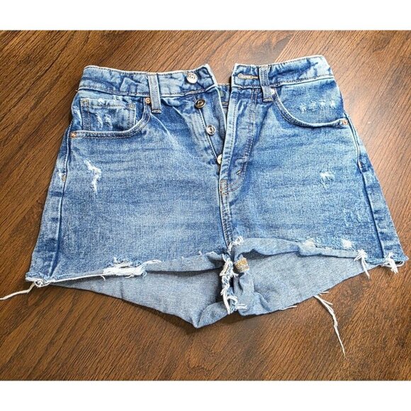 Wild Fable Distressed Cut Off Shorts Sz 0 High Rise Blue Cotton Denim Jean - Picture 1 of 14